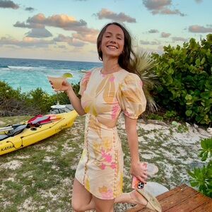 Sabo Skirt Cream and Pink Floral Cutout Mini Dress